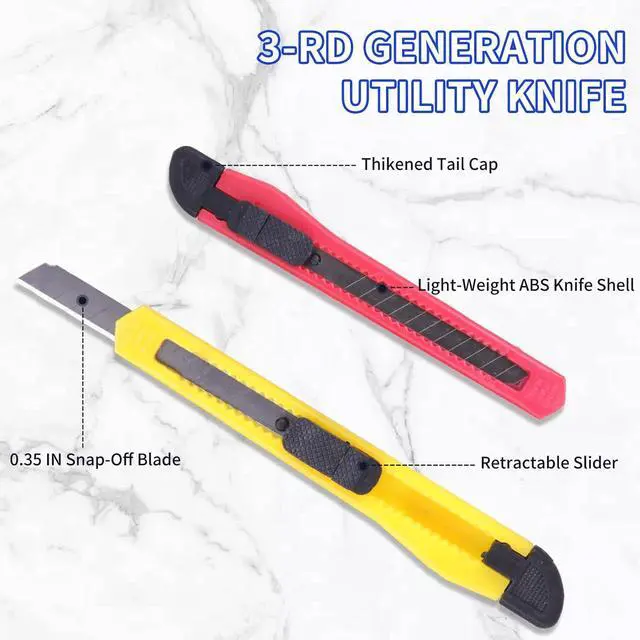 Alt view image 4 of 6 - 4 Pack Box Cutter Utility Knife, Mini Box Cutters Retractable Opener, Professional Razor Blade Knives, Small Snap Off Paper Knife by Untrytb