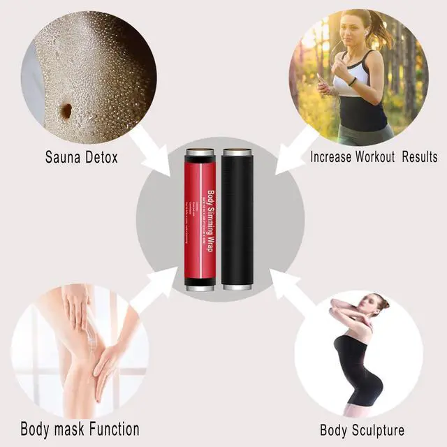 Alt view image 4 of 6 - 200FT Magic Black Osmotic Plastic Body Slimming Wrap Film - Sauna Thermal Sweat Stomach Wrap