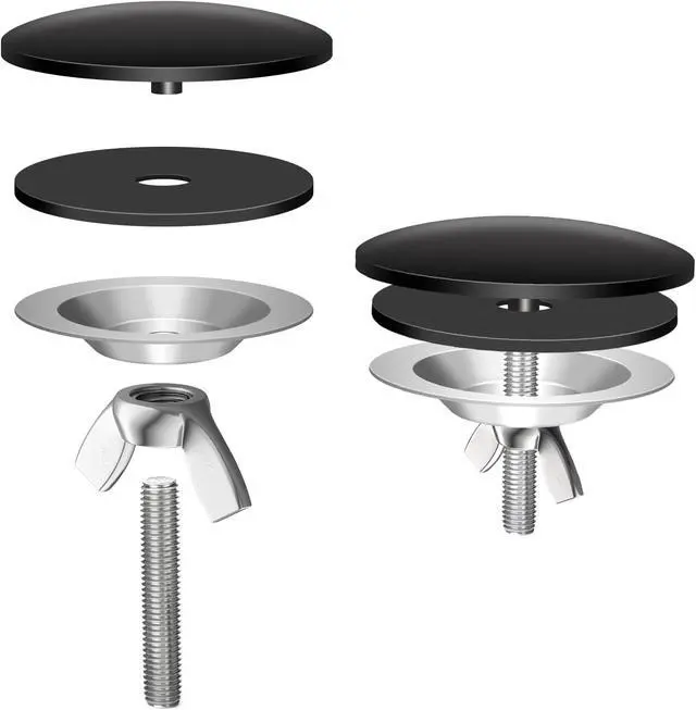 Alt view image 6 of 6 - KIBBEH 2 Pack 2 Inch Sink Hole Cover | for Kitchen Stainless Steel Faucet Hole Cover,Sink Plug Stopper Kitchen,Blanking Metal Plug(Black)