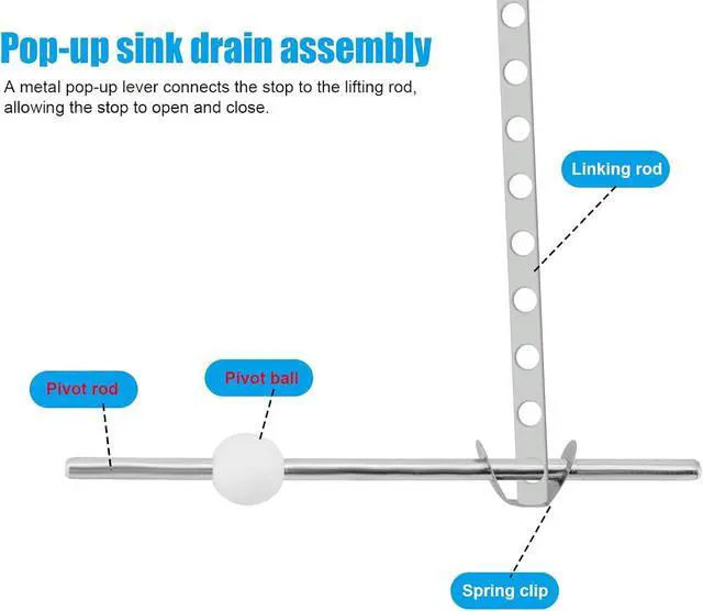 Alt view image 6 of 7 - 2pcs Lavatory Pop-Up Drain Center Piece Assembly for Danco & Price Pfister | Bathroom Sink Pivot Ball Rod Stopper Replacement Sink Drain Parts for Danco 34807 & Price Pfister PS2673 PS469 PSB327