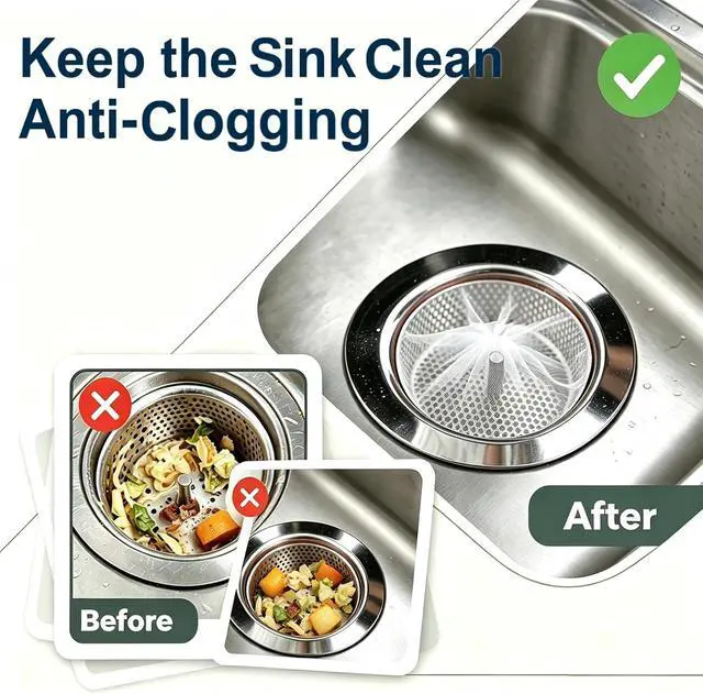 Alt view image 4 of 7 - Sink Drain Strainer 300 PCS | Fine Mesh Disposable Drain Covers for Kitchen Sink and Bathroom, for Sourdough Coffee Grounds and Hair Clog Protection