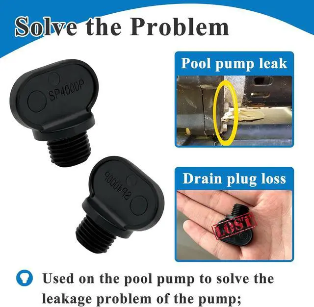 Alt view image 3 of 6 - 2 Pcs SPX4000FG Drain Plug Parts with O-Rings | Fits Pool Pump and Filter, Hot Tub Pump Replacement, Plastic & Rubber, Swimming Pool Seal Repair Parts