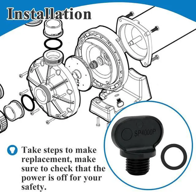 Alt view image 4 of 6 - 2 Pcs SPX4000FG Drain Plug Parts with O-Rings | Fits Pool Pump and Filter, Hot Tub Pump Replacement, Plastic & Rubber, Swimming Pool Seal Repair Parts