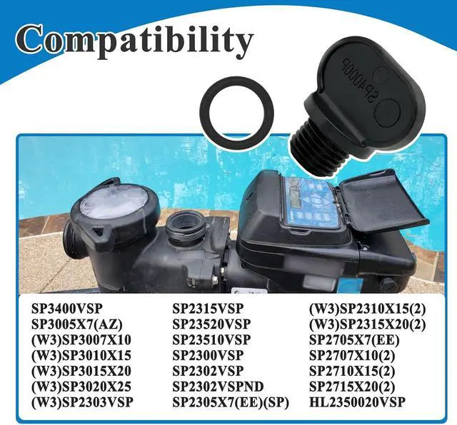 Alt view image 5 of 6 - 2 Pcs SPX4000FG Drain Plug Parts with O-Rings | Fits Pool Pump and Filter, Hot Tub Pump Replacement, Plastic & Rubber, Swimming Pool Seal Repair Parts