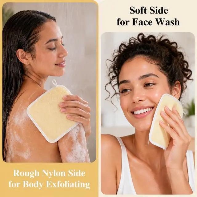 Alt view image 4 of 7 - MAQIHAN Exfoliating Washcloth - 4 Pack Loofah Wash Cloth for Body and Face | Body Scrubber Wash Cloths for Showering, Exfoliating Shower Towel for Women and Men, Double-sided Bath Towel, 8 x 10 Inch