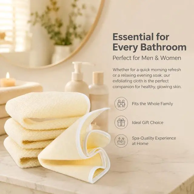 Alt view image 6 of 7 - MAQIHAN Exfoliating Washcloth - 4 Pack Loofah Wash Cloth for Body and Face | Body Scrubber Wash Cloths for Showering, Exfoliating Shower Towel for Women and Men, Double-sided Bath Towel, 8 x 10 Inch