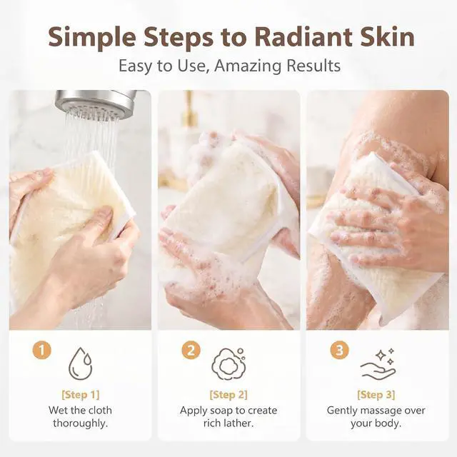 Alt view image 5 of 7 - MAQIHAN Exfoliating Washcloth - 4 Pack Loofah Wash Cloth for Body and Face | Body Scrubber Wash Cloths for Showering, Exfoliating Shower Towel for Women and Men, Double-sided Bath Towel, 8 x 10 Inch
