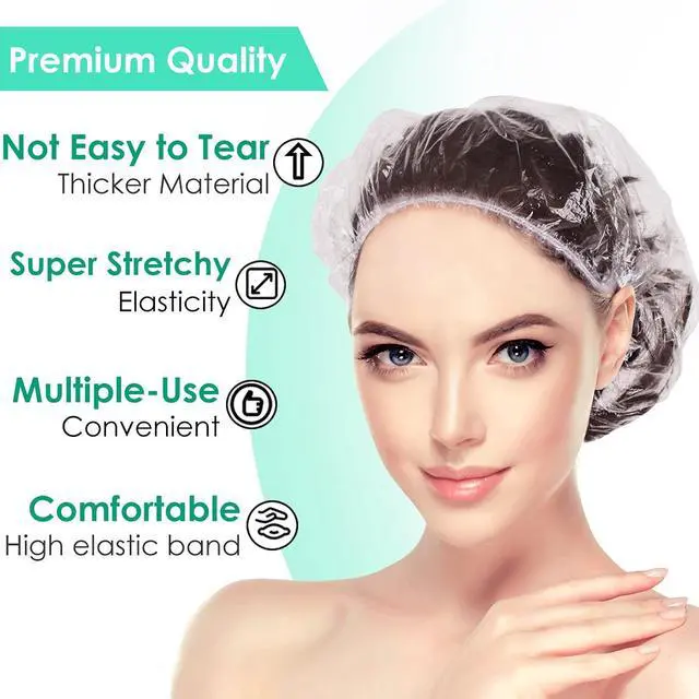 Alt view image 3 of 7 - Keeygo Disposable Shower Caps 30 PCS Bath Caps Clear Waterproof Plastic Wraps for Women, Hotel Travel Essentials Accessories Hair Caps(17.3")