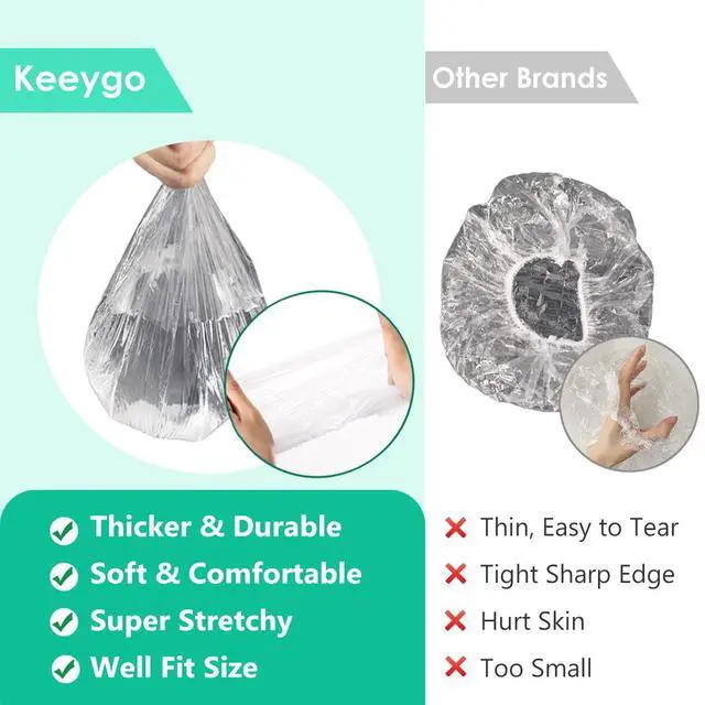 Alt view image 4 of 7 - Keeygo Disposable Shower Caps 30 PCS Bath Caps Clear Waterproof Plastic Wraps for Women, Hotel Travel Essentials Accessories Hair Caps(17.3")