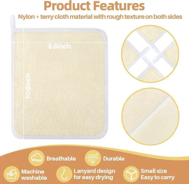 Alt view image 7 of 7 - MAQIHAN Exfoliating Washcloth - 4 Pack Loofah Wash Cloth for Body and Face | Body Scrubber Wash Cloths for Showering, Exfoliating Shower Towel for Women and Men, Double-sided Bath Towel, 8 x 10 Inch