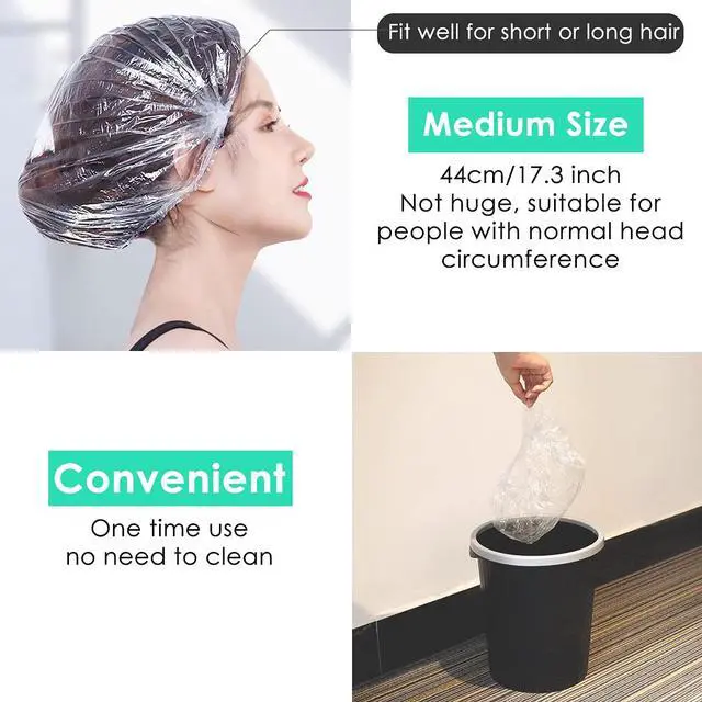 Alt view image 5 of 7 - Keeygo Disposable Shower Caps 30 PCS Bath Caps Clear Waterproof Plastic Wraps for Women, Hotel Travel Essentials Accessories Hair Caps(17.3")