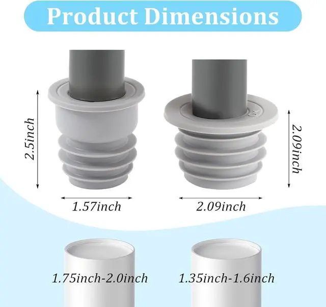Alt view image 2 of 7 - 2 Pcs Washer Drain Hose Seal, Washing Machine Pipe Plug | Silicone Cover for Kitchen, Bath, Washing