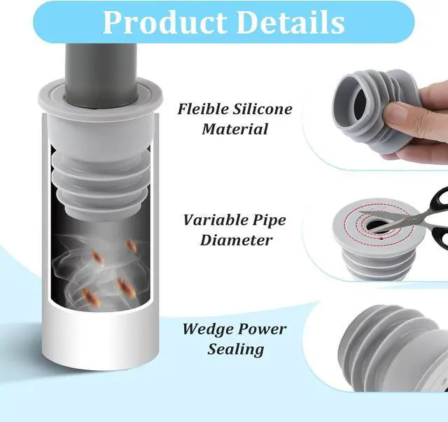 Alt view image 4 of 7 - 2 Pcs Washer Drain Hose Seal, Washing Machine Pipe Plug | Silicone Cover for Kitchen, Bath, Washing