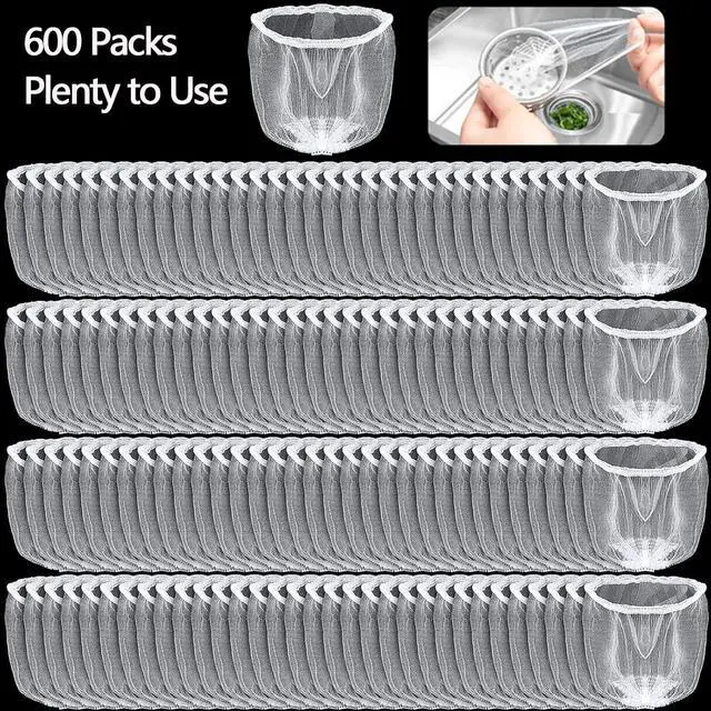 Alt view image 2 of 7 - 600pcs Kitchen Sink Strainer Mesh Bags, Disposable, Anti-Clogging, Elastic, Fits Most Sink Drain Strainer Basket, Collecting Food Scraps Leftover Waste Garbage
