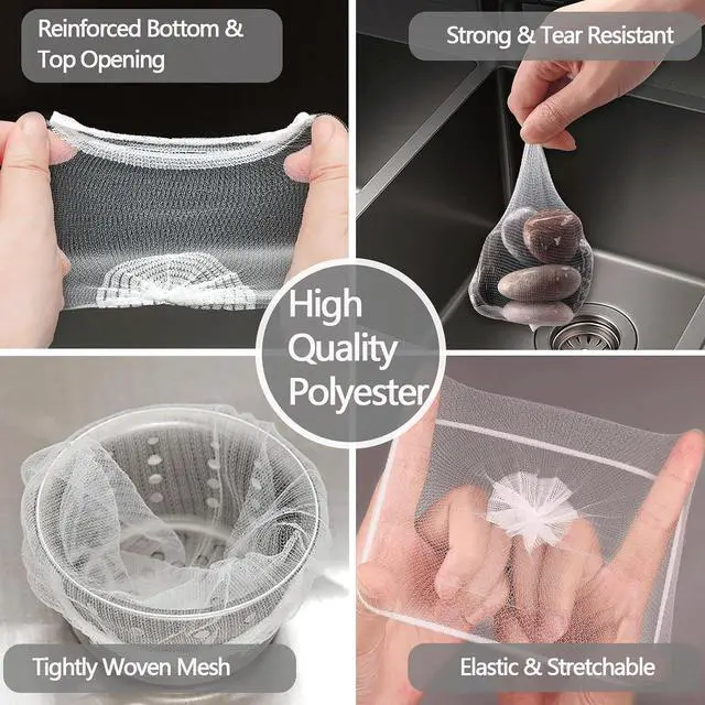 Alt view image 5 of 7 - 600pcs Kitchen Sink Strainer Mesh Bags, Disposable, Anti-Clogging, Elastic, Fits Most Sink Drain Strainer Basket, Collecting Food Scraps Leftover Waste Garbage