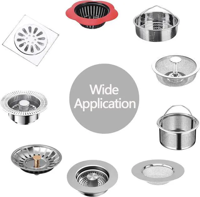 Alt view image 7 of 7 - 600pcs Kitchen Sink Strainer Mesh Bags, Disposable, Anti-Clogging, Elastic, Fits Most Sink Drain Strainer Basket, Collecting Food Scraps Leftover Waste Garbage