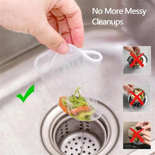Alt view image 4 of 7 - 600pcs Kitchen Sink Strainer Mesh Bags, Disposable, Anti-Clogging, Elastic, Fits Most Sink Drain Strainer Basket, Collecting Food Scraps Leftover Waste Garbage