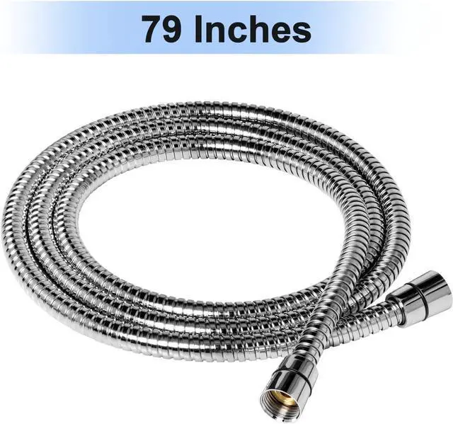 Alt view image 2 of 7 - Eisinly 79 Inches Shower Hose with Brass Insert and Nut, Chrome | Stainless Steel Shower Hose, Extra Long, Ultra-Flexible Anti-Kink Design, Tight seal, Simple Installation
