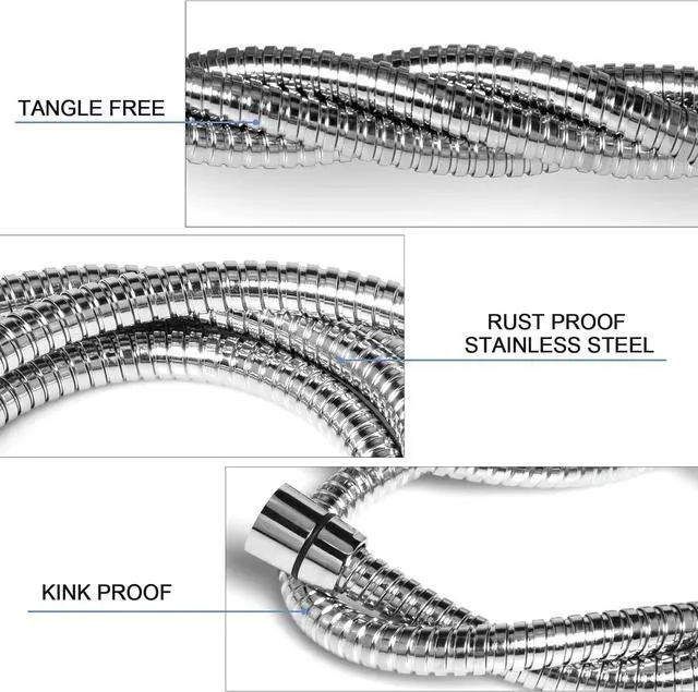 Alt view image 4 of 7 - Eisinly 79 Inches Shower Hose with Brass Insert and Nut, Chrome | Stainless Steel Shower Hose, Extra Long, Ultra-Flexible Anti-Kink Design, Tight seal, Simple Installation