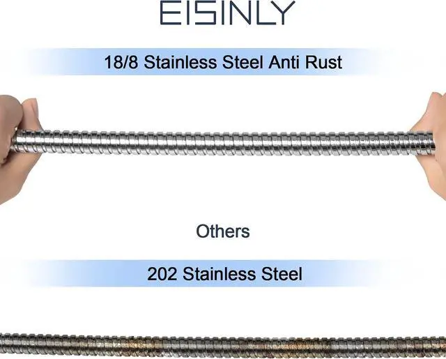 Alt view image 5 of 7 - Eisinly 79 Inches Shower Hose with Brass Insert and Nut, Chrome | Stainless Steel Shower Hose, Extra Long, Ultra-Flexible Anti-Kink Design, Tight seal, Simple Installation