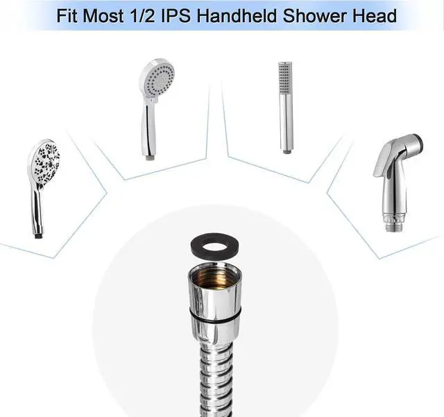 Alt view image 6 of 7 - Eisinly 79 Inches Shower Hose with Brass Insert and Nut, Chrome | Stainless Steel Shower Hose, Extra Long, Ultra-Flexible Anti-Kink Design, Tight seal, Simple Installation