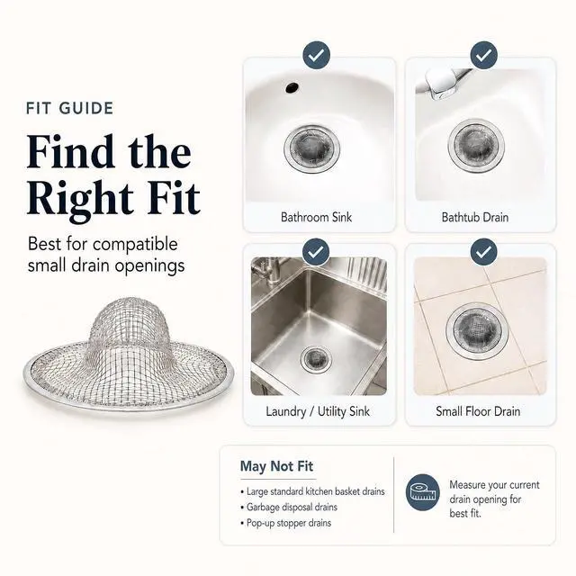 Alt view image 3 of 7 - Kingrol 50 Pack 2-3/4 Inch Stainless Steel Sink Strainers, Small Mesh Drain Strainer Baskets for Kitchen Sink, Bathroom Sink, Bathtub, Laundry, Floor Drain and Utility Sink