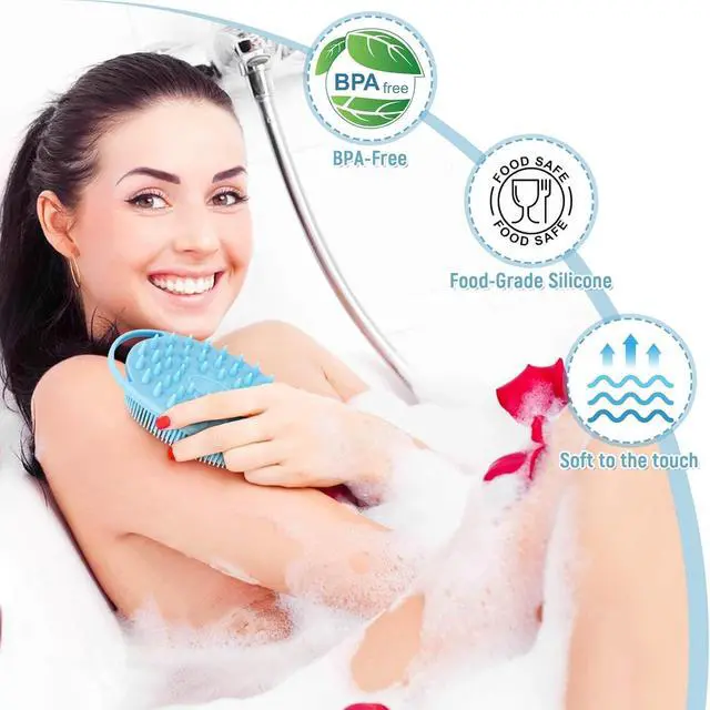 Alt view image 2 of 7 - 2PCS Silicone Body Scrubber, Blue & Green | Premium Silicone Loofah for Women Men and Kids, Gentle Exfoliating Shower Bath Scrubber for All Kinds of Skin