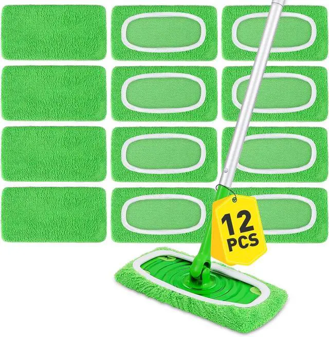 Main image of 12Pcs Reusable Microfiber Mop Pads Compatible with Sweeper Mops,Dry Sweeping Cloths & Wet Mopping Pads Refills,Washable Mop Pads for Floor Cleaning