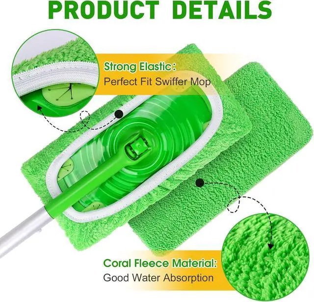 Alt view image 3 of 7 - 12Pcs Reusable Microfiber Mop Pads Compatible with Sweeper Mops,Dry Sweeping Cloths & Wet Mopping Pads Refills,Washable Mop Pads for Floor Cleaning
