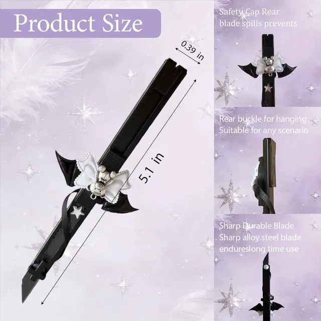 Alt view image 2 of 6 - Cute Box Opener Cutter, Package Opener, Small Plastic Box Cutter Retractable, Snap off Utility Paper Exacto Knife, Kawaii Desk Office Home Aesthetic Accessories Essentials, Stationery Craft Supplies