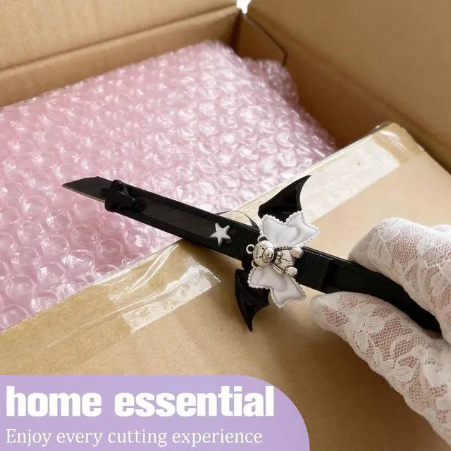 Alt view image 5 of 6 - Cute Box Opener Cutter, Package Opener, Small Plastic Box Cutter Retractable, Snap off Utility Paper Exacto Knife, Kawaii Desk Office Home Aesthetic Accessories Essentials, Stationery Craft Supplies