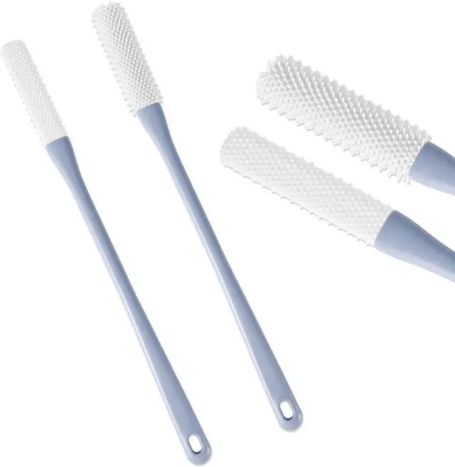 Main image of 2pcs Toe Seam Massage Brush for Shower, Long Handle Foot Scrubber Brush Soft Rubber Foot File Between the Toe Gap Cleaning Brush Foot Applicator for Seniors Elderly Men Women (Grey)