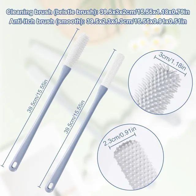 Alt view image 2 of 7 - 2pcs Toe Seam Massage Brush for Shower, Long Handle Foot Scrubber Brush Soft Rubber Foot File Between the Toe Gap Cleaning Brush Foot Applicator for Seniors Elderly Men Women (Grey)