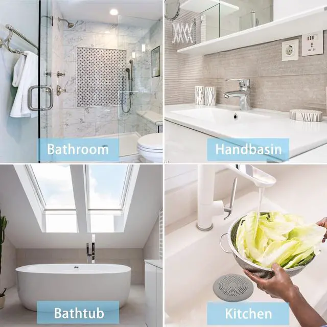Alt view image 6 of 6 - 2 Pack Shower Drain Hair Catcher, Silicone Drain Cover with Suction Cup,Shower Drain Protector Drain Strainer Hair Stopper for Kitchen Bathroom Bathtub Sink(New Black 2Pack)
