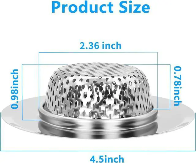 Alt view image 2 of 7 - 2PCS Sink Drain Strainer Set, 4.5 Inch Outer Diameter | Stainless Steel Ktchen Sink Strainer, Sink Drain Cover Filter Food Catcher Basket,Prevent Clogs and Keep Drains Clear