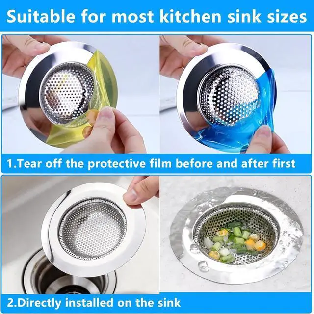 Alt view image 4 of 7 - 2PCS Sink Drain Strainer Set, 4.5 Inch Outer Diameter | Stainless Steel Ktchen Sink Strainer, Sink Drain Cover Filter Food Catcher Basket,Prevent Clogs and Keep Drains Clear