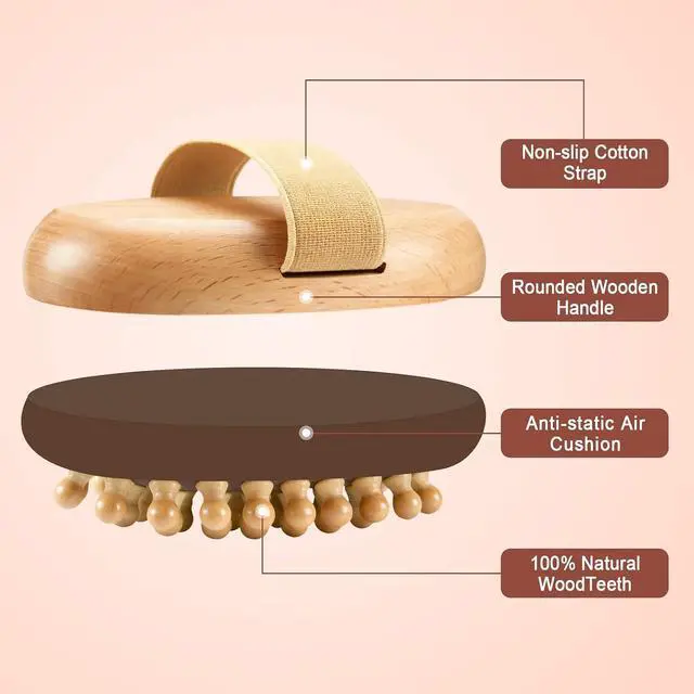 Alt view image 4 of 7 - 2 Pcs Meridian Brush, Wood Therapy Massage Tools with Essential Oil | Handheld Natural Meridian Massage Brush for Belly Fat Cellulite Massage Tool for Legs Arms Back Office Workers Stress Relieve