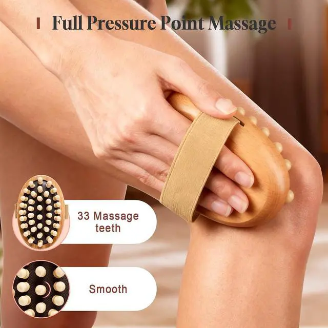 Alt view image 5 of 7 - 2 Pcs Meridian Brush, Wood Therapy Massage Tools with Essential Oil | Handheld Natural Meridian Massage Brush for Belly Fat Cellulite Massage Tool for Legs Arms Back Office Workers Stress Relieve