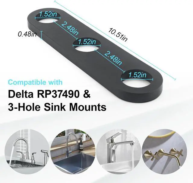 Alt view image 2 of 7 - Faucet Stabilization Plate Compatible with Delta RP37490 | 3-Hole Under Sink Support Bracket