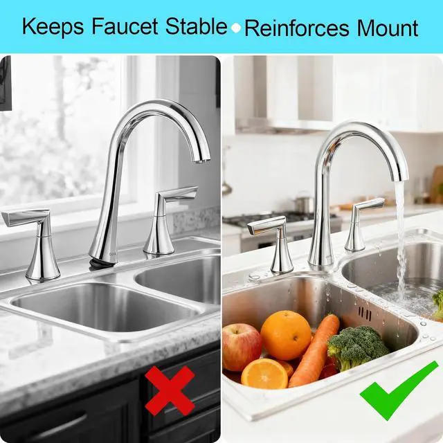 Alt view image 4 of 7 - Faucet Stabilization Plate Compatible with Delta RP37490 | 3-Hole Under Sink Support Bracket