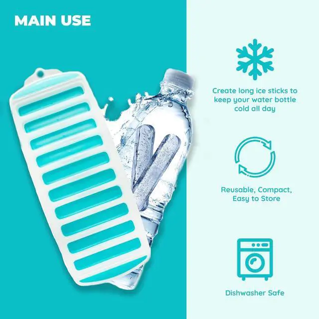 Alt view image 3 of 6 - Jacent Resusable Silicone and Plastic Water Bottle Ice Cube Stick Tray, Easy Push & Pop Ice Cubes for Water Sports Bottle: 2 Pack