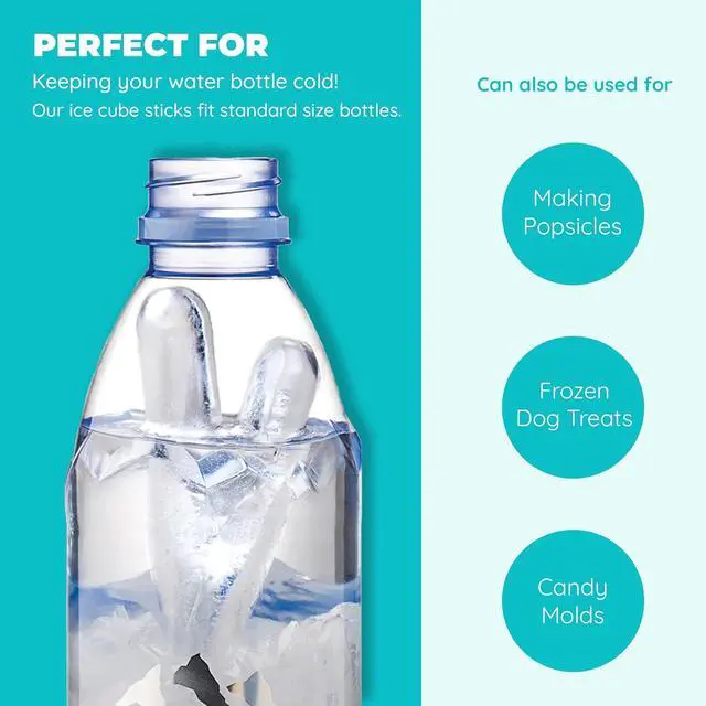 Alt view image 4 of 6 - Jacent Resusable Silicone and Plastic Water Bottle Ice Cube Stick Tray, Easy Push & Pop Ice Cubes for Water Sports Bottle: 2 Pack