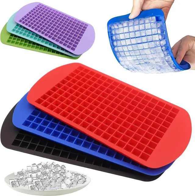 Main image of Silicone Mini Ice Cube Trays 3 Pack, 160 Crushed Ice Cube Molds Easy Release Small Ice Cube for Chilling Whiskey Cocktail, Kitchen Gadgets Stackable Ice Trays, Specialty Accessories Tool for Freezer