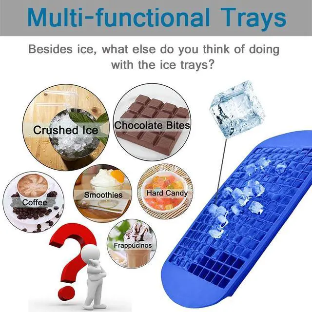 Alt view image 3 of 7 - Silicone Mini Ice Cube Trays 3 Pack, 160 Crushed Ice Cube Molds Easy Release Small Ice Cube for Chilling Whiskey Cocktail, Kitchen Gadgets Stackable Ice Trays, Specialty Accessories Tool for Freezer