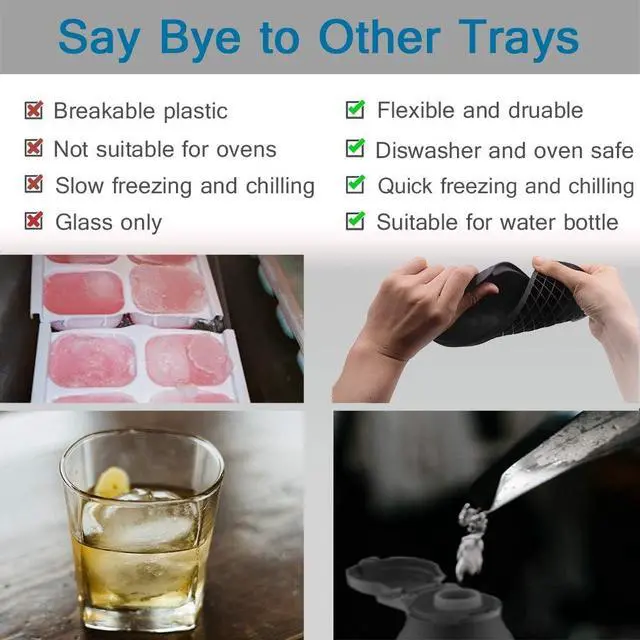 Alt view image 4 of 7 - Silicone Mini Ice Cube Trays 3 Pack, 160 Crushed Ice Cube Molds Easy Release Small Ice Cube for Chilling Whiskey Cocktail, Kitchen Gadgets Stackable Ice Trays, Specialty Accessories Tool for Freezer