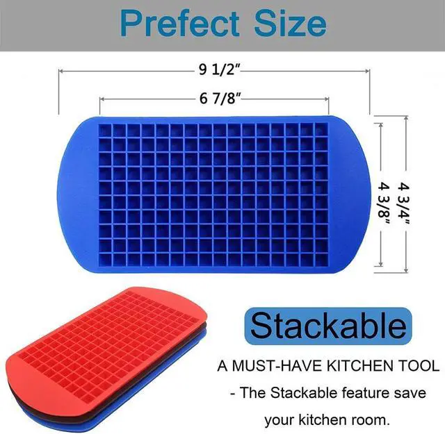 Alt view image 5 of 7 - Silicone Mini Ice Cube Trays 3 Pack, 160 Crushed Ice Cube Molds Easy Release Small Ice Cube for Chilling Whiskey Cocktail, Kitchen Gadgets Stackable Ice Trays, Specialty Accessories Tool for Freezer