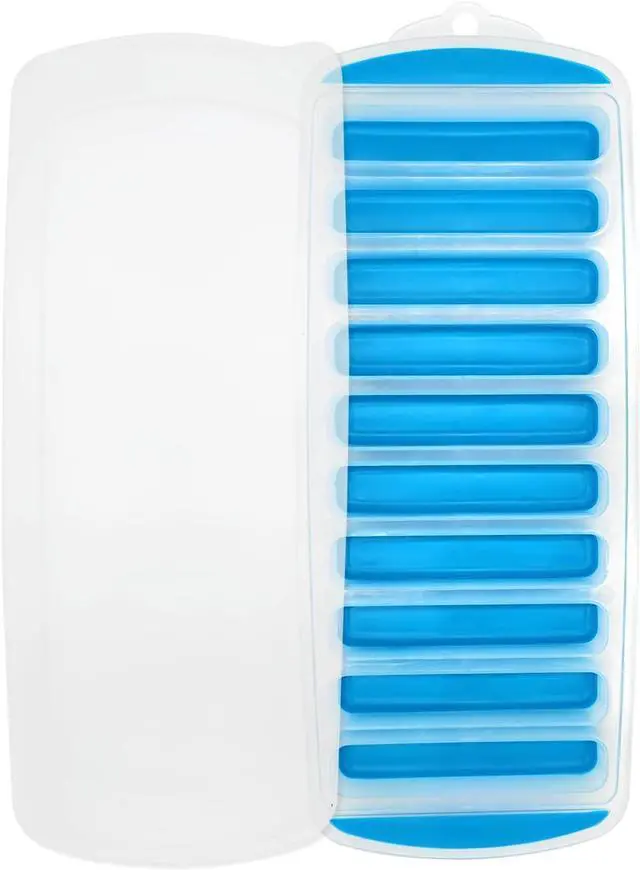 Main image of Medsuo Water Bottle Ice Cube Tray with Lid, Long Ice Sticks Mould | Easy to Pop & Clean, Sturdy, 10-Cavity, Thin Ice Blocks Tray for Water Bottle Narrow Opening Drink Jug Whiskey Cocktail