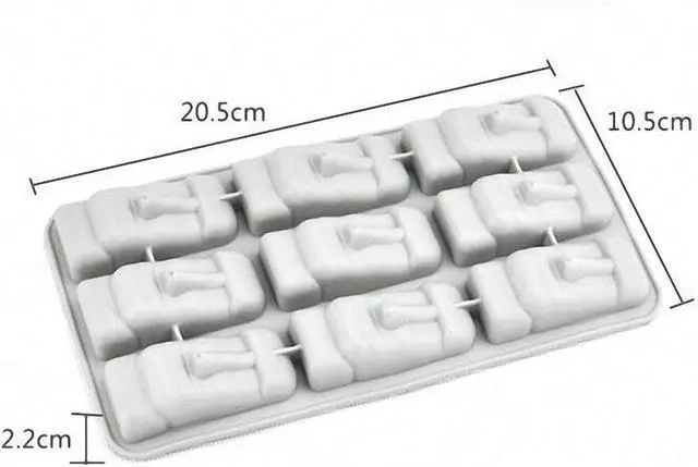 Alt view image 2 of 7 - 2 Pcs 9 Cavity Easter Island Moai Head Stone Statues Ice Cube Trays TPR Chocolate Candy Jello Soap Mold