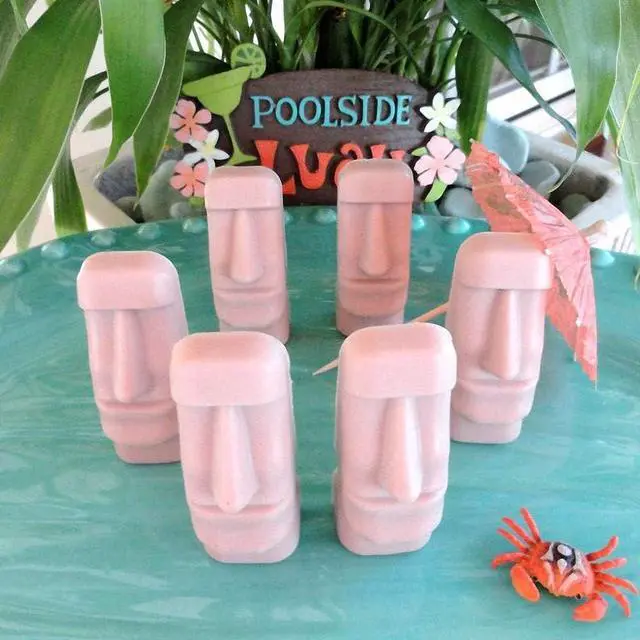 Alt view image 5 of 7 - 2 Pcs 9 Cavity Easter Island Moai Head Stone Statues Ice Cube Trays TPR Chocolate Candy Jello Soap Mold