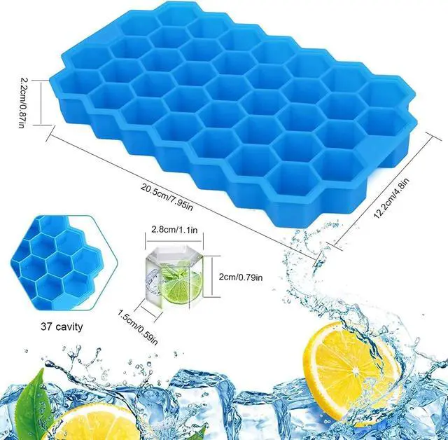 Alt view image 3 of 7 - Ice Cube Tray with Lid, Mini Silicone Moulds and 1 Pack 37 Ice Trays, LFGB Certified and BPA Free(Blue, 1 Pack)